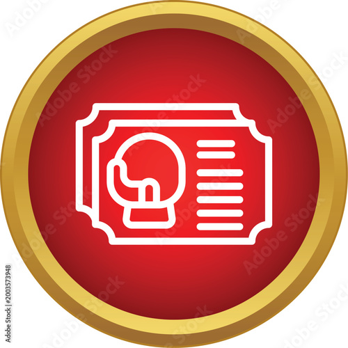 Boxing glove and text lines on a sport event entry ticket