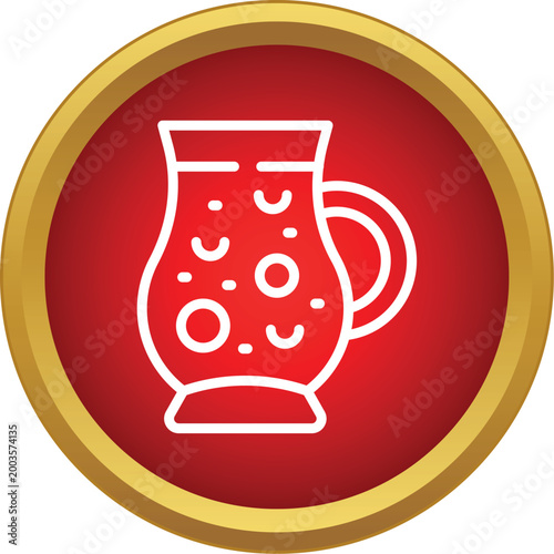 Refreshing kvass drink in a glass mug, a traditional fermented beverage icon