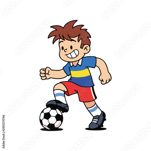 vector boy with soccer ball