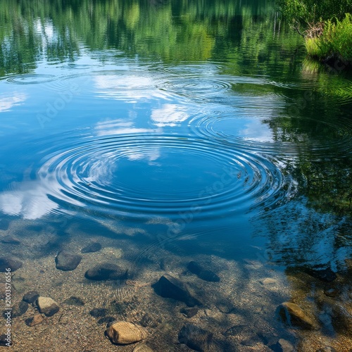 Ripples Form in Clear Water as Stones Rest at the Bottom Near the Shore on a ...