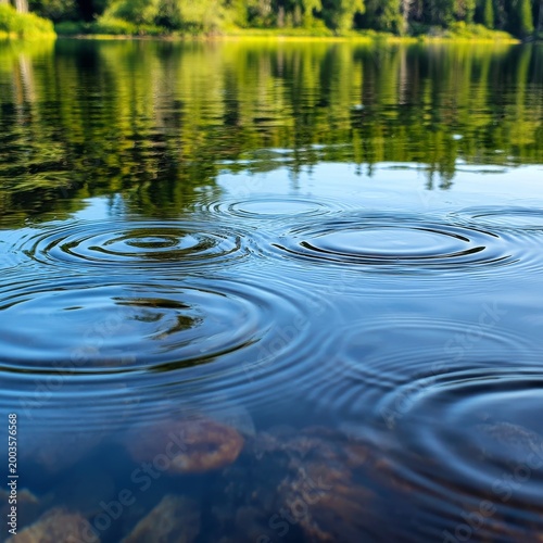 Ripples Form in Clear Water as Stones Rest at the Bottom Near the Shore on a ...