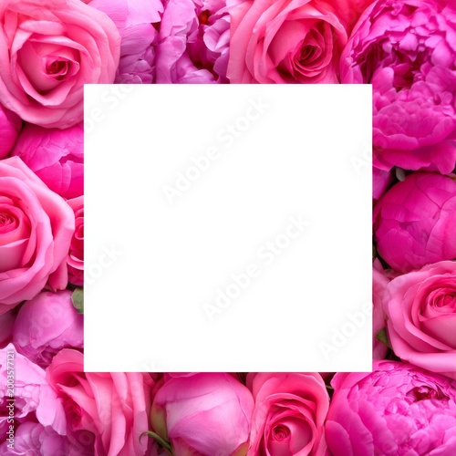 Flowers Surround a Blank Square in Pink Shades During Daylight Hours