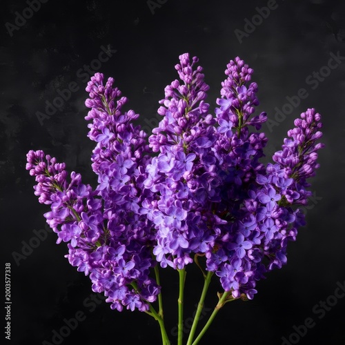 Bunch of Lilac Flowers Arranged on a Dark Background in a Simple Display