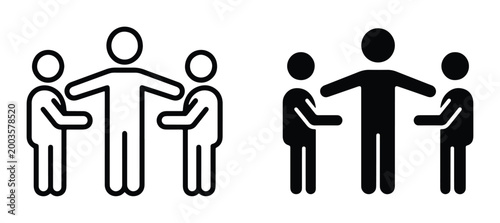 Social distancing icon set, person keeping distance from others vector, physical distancing and safety protection symbols for public health