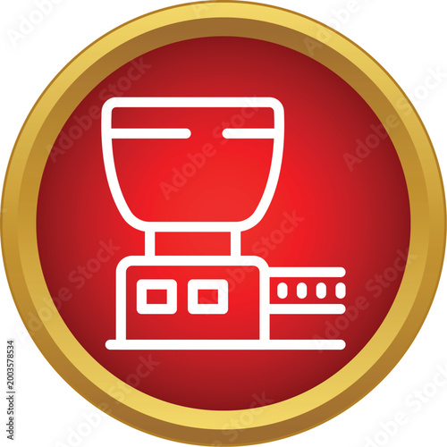Industrial production machine icon moving raw materials on an automated conveyor