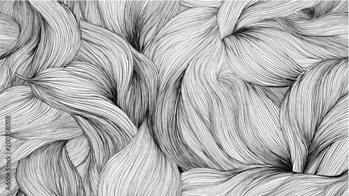 Flowing wavy lines creating abstract organic pattern. Abstract illustration showing many delicate lines forming dynamic, undulating waves and organic shapes