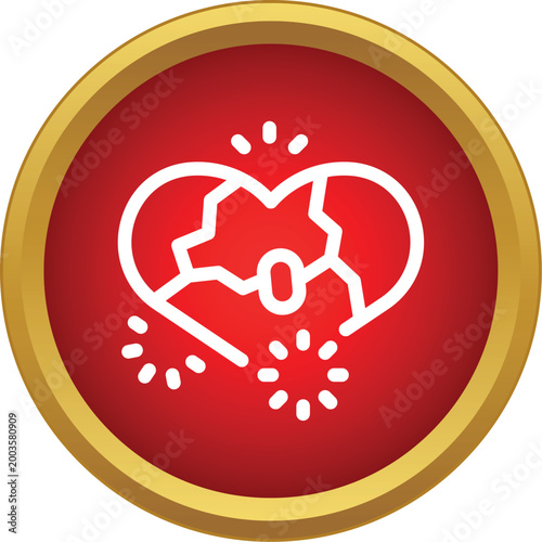 Broken heart icon representing emotional pain, separation, and lost love on a red background
