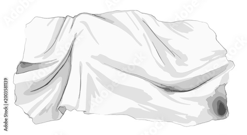 Draped fabric with flowing folds and soft texture