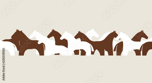Schilderij op canvas Seamless Pattern of Brown and White Horses