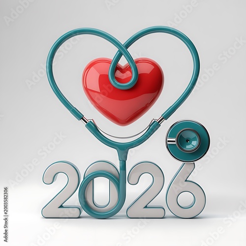 Modern Heart Health 2026 Concept with Stethoscope Design