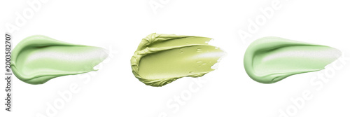 Fotografía Set and collection of green face cream smear isolated on white transparent png b