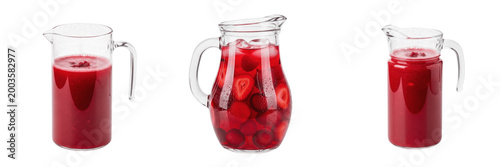 Tableau sur toile Set and collection of red juice pitcher jug isolated on white transparent png ba