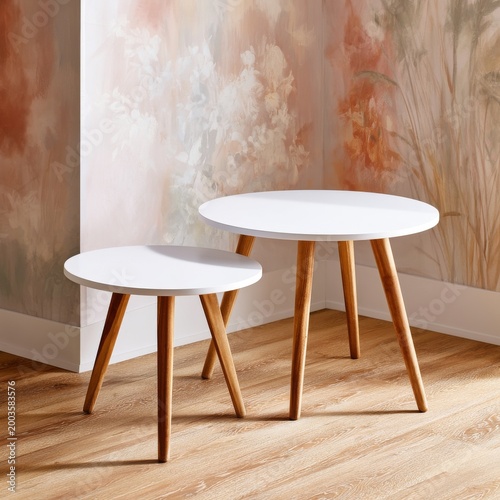 Decorative Tables With Plants and Wall Art in a Modern Interior Setting