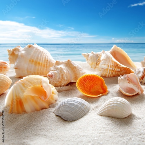 Various Seashells Scattered on Sand at a Beach During Daylight Hours in Summer
