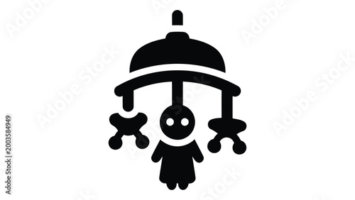 Baby crib mobile hanging toy icon represents baby crib mobile toy usage and function