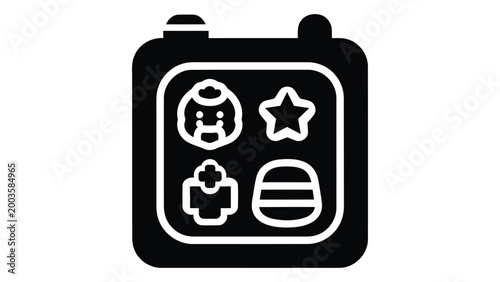 Baby learning play board icon vector illustration of a toy with educational shapes for infants, isolated on white background
