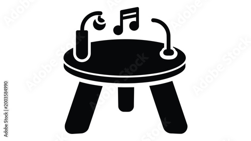 Baby musical activity table icon, vector illustration of a musical toy for toddlers isolated on white background