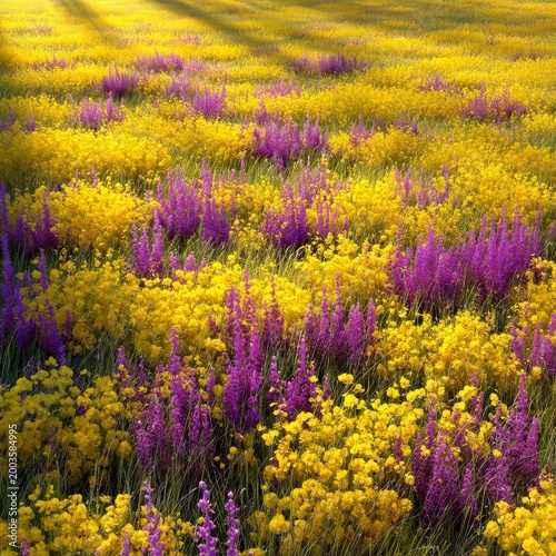 Colorful Flowers Bloom in a Vast Field During Sunny Daylight Hours in Early S...