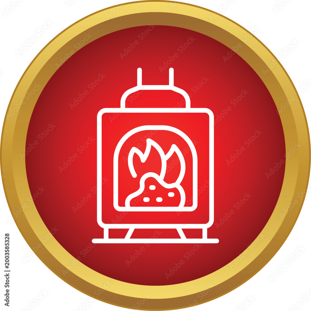 Fototapeta premium Wood burning stove icon representing heat, comfort, and winter home warmth
