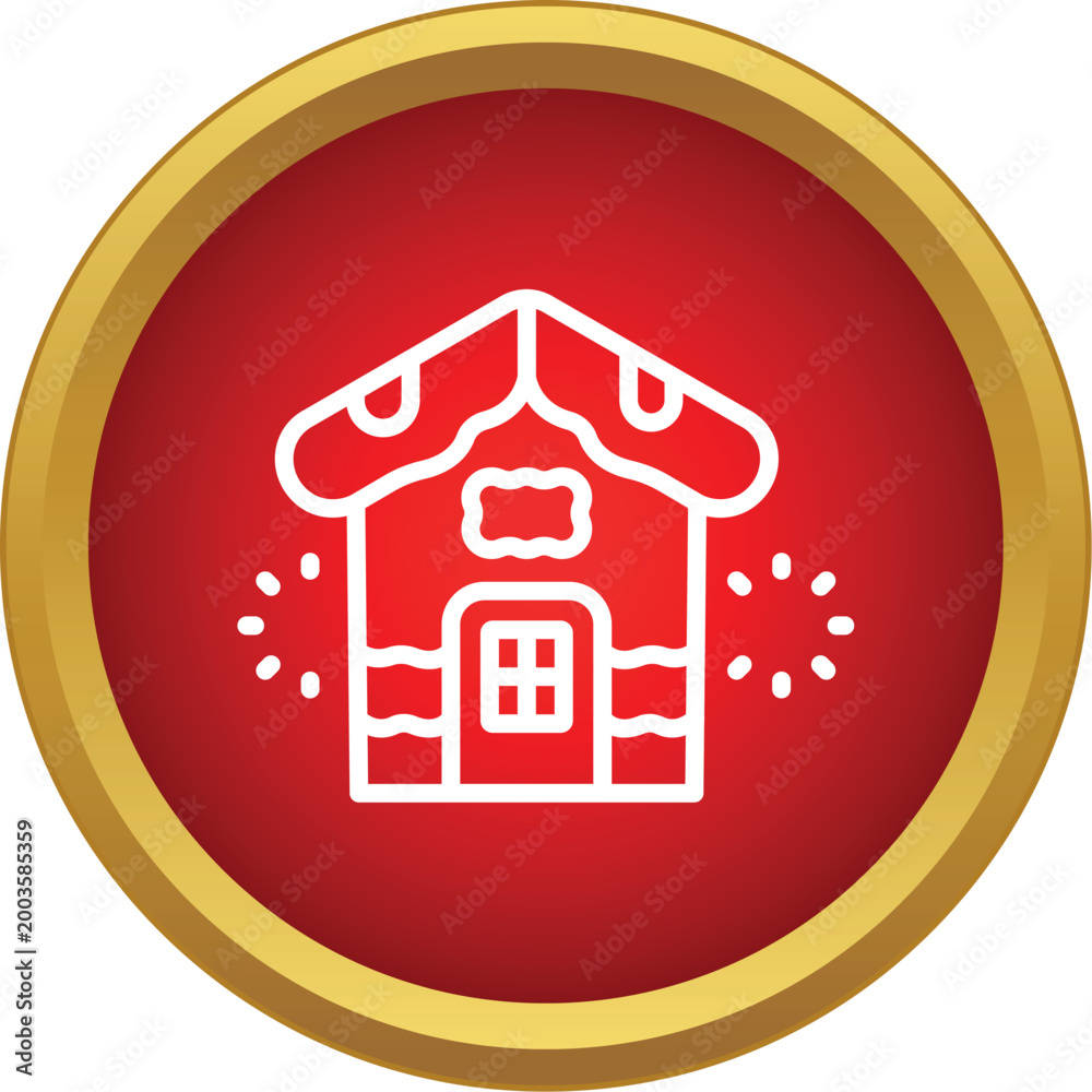 Fototapeta premium Gingerbread house icon representing christmas holiday sweets and winter season