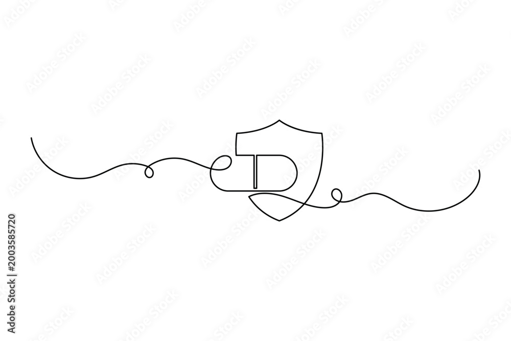 Obraz premium Capsule pill minimalist line drawing for pharmaceutical safety and security