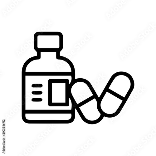 Pill and bottle icon