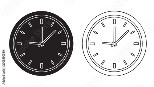 Clock face silhouette and outline
