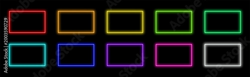 Rectangle neon. Rectangle neon vector. Rectangle neon icon