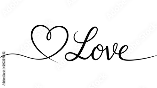Hand drawn love heart symbol with cursive text on transparent background