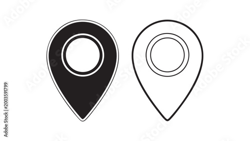 Free Download Black and white map pin icons - GFXLoad