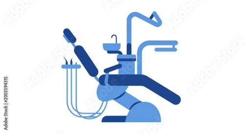 Modern Dental Chair - Blue Illustration, Medical Equipment