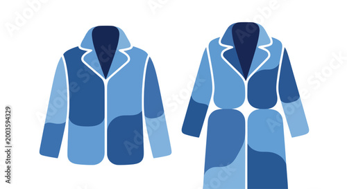 Abstract Blue Patchwork Coats