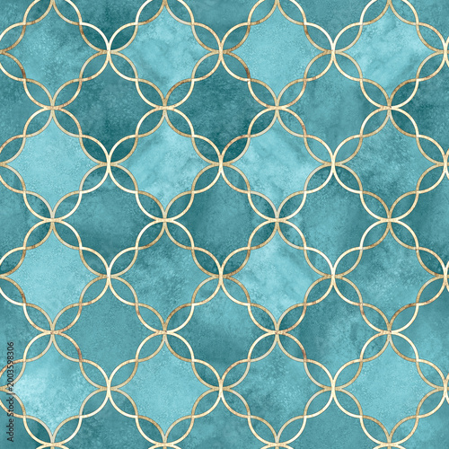 Watercolor gothic style clover leaf seamless pattern