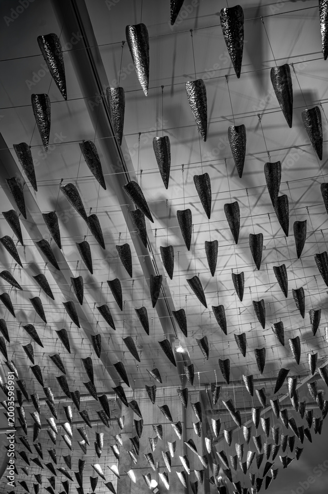 Obraz premium Metal Ceiling Mobiles in Black and White.