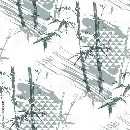 bamboo abstract seamless pattern design brush strokes japanese chinese vector ink traditional asian design isolated