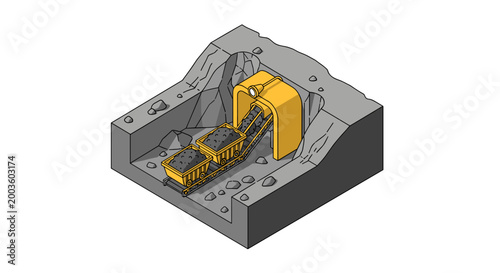 Industrial Excavator Machine in Quarry Digging Process.