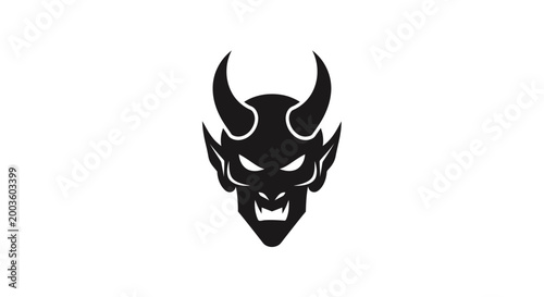 Photos Black devil face with horns.