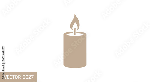 Fotografía Brown wax candle burning brightly alone.