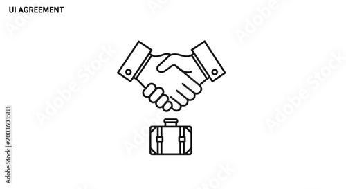 Business Handshake and Briefcase Icon - Agreement, Partnership, Deal