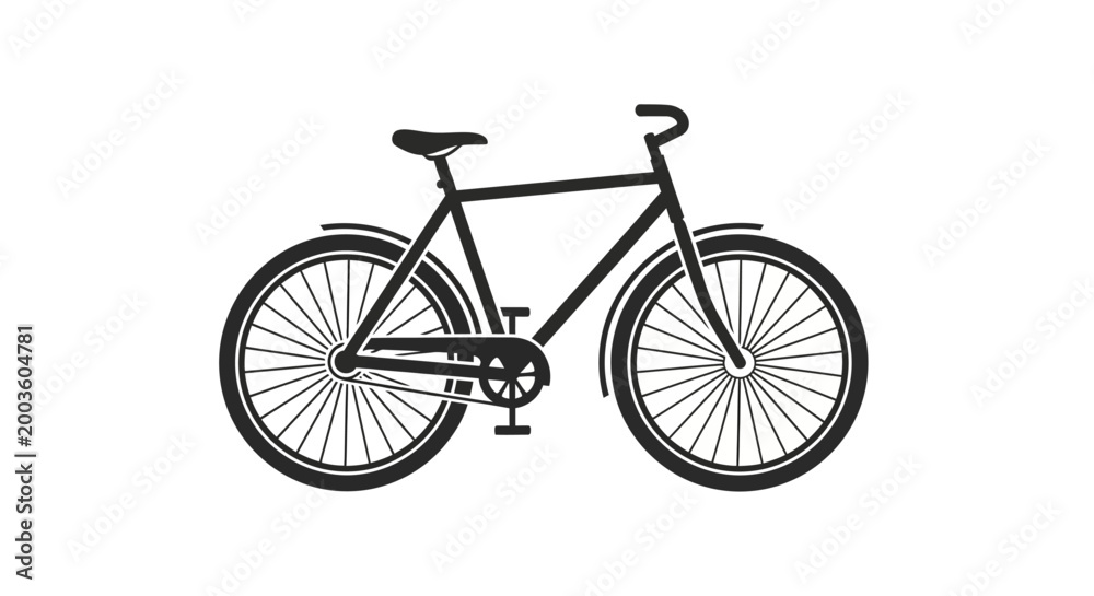 Naklejka premium Black bicycle with two wheels.