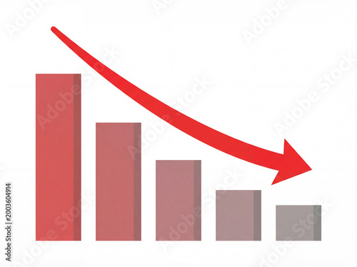 Clean Infographic Style Downward Chart with Red Arrow and Decreasing Bars White Background Minimal Free Download Clean Infographic Style Downward Chart with Red Arrow and Decreasing Bars White Background Minimal - GFXLoad