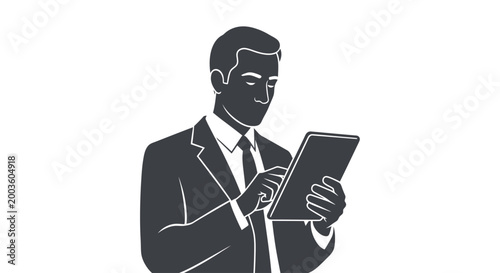 Businessman using digital tablet device professional illustration