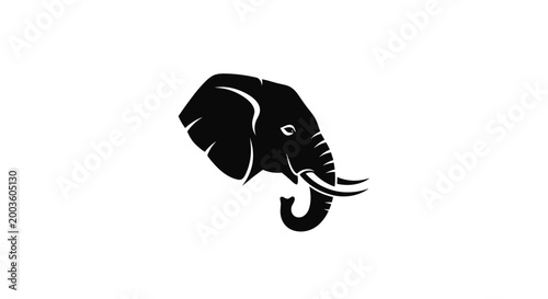 Black Elephant Head Silhouette Profile 2.