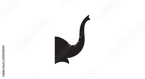 Black Elephant Trunk Side View Silhouette.