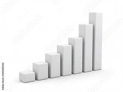 Free Download Minimal White Background 3D Bar Chart Increasing Upward Clean Finance Stock Concept - GFXLoad