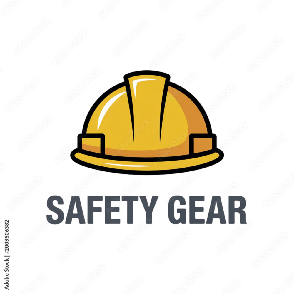 Fototapeta premium Yellow construction safety hard hat icon.