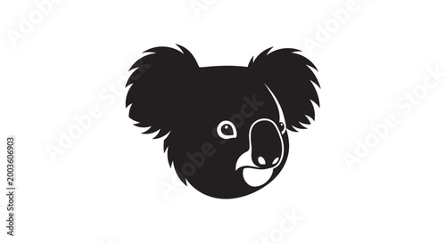 Black Koala Bear Face Closeup Portrait.