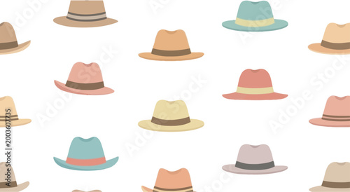 Colorful Fedora Hats Pattern - Vintage Style Accessories