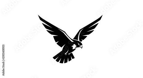 Black silhouette of flying eagle bird 2.
