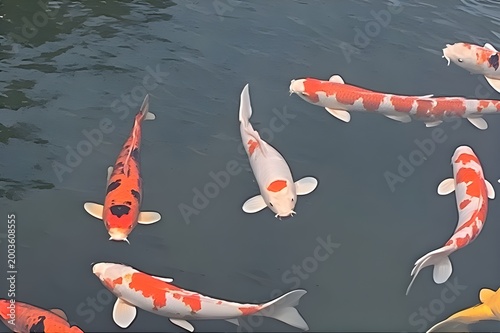Koi fish in the pond